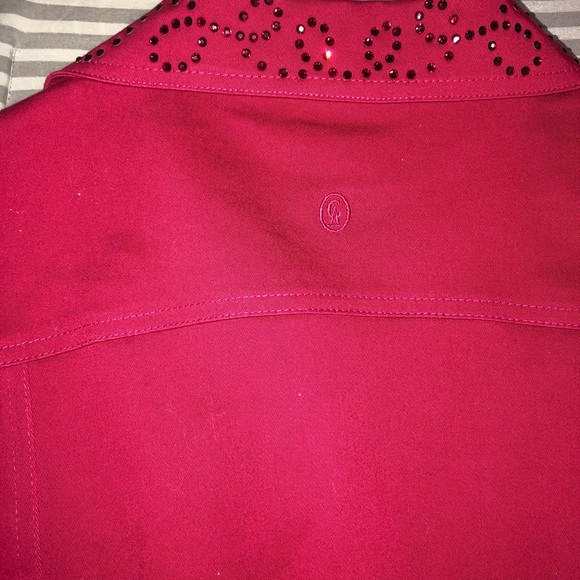 SOLD!!! Christine Alexander RED denim bling faux diamond L - Picture 13 of 14